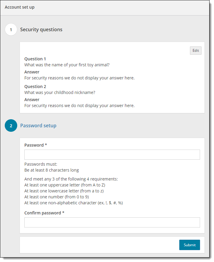 Enter and confirm your password.